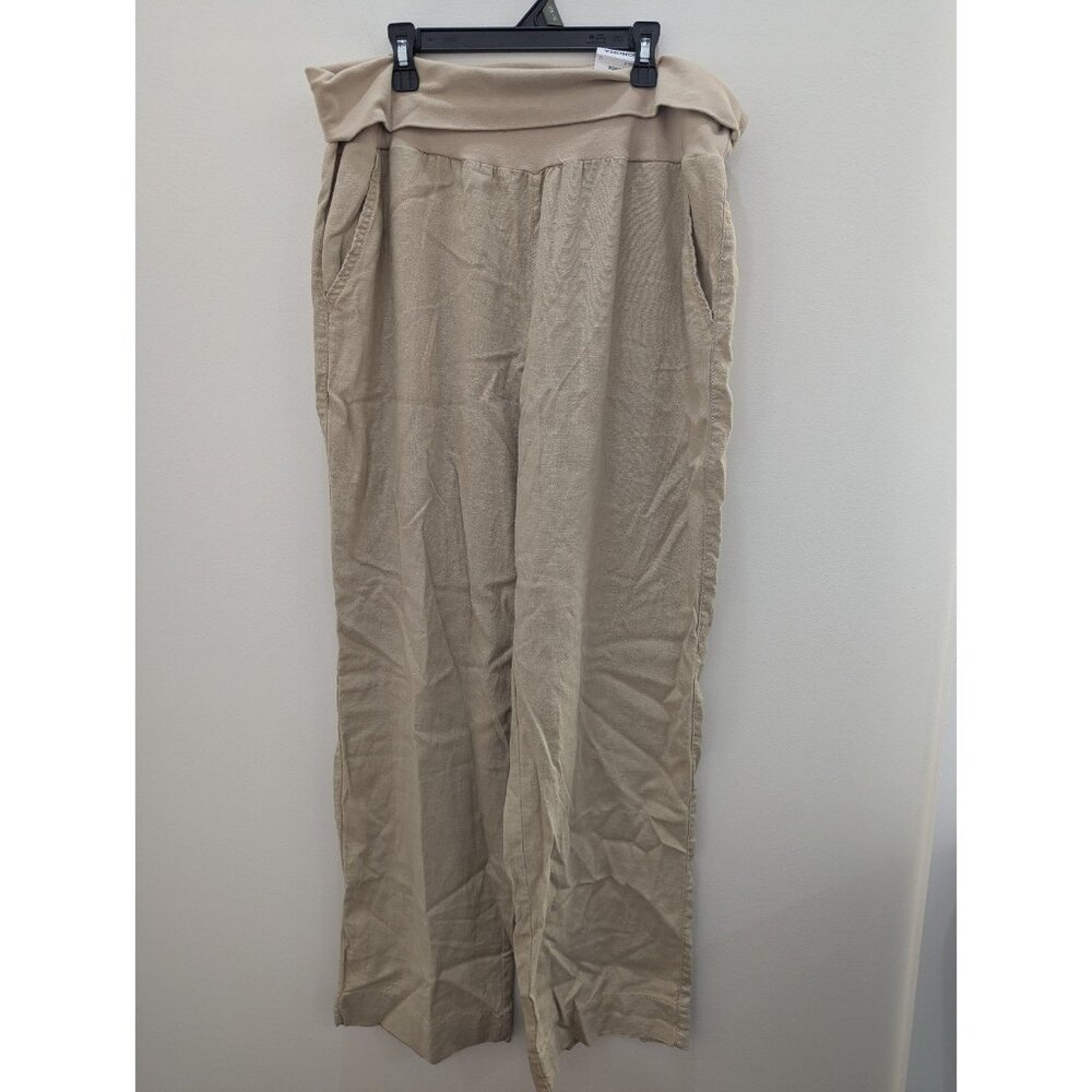 NWT Sonoma Beige Straight Through Hip Mid Rise Casual Pants Linen Size 16